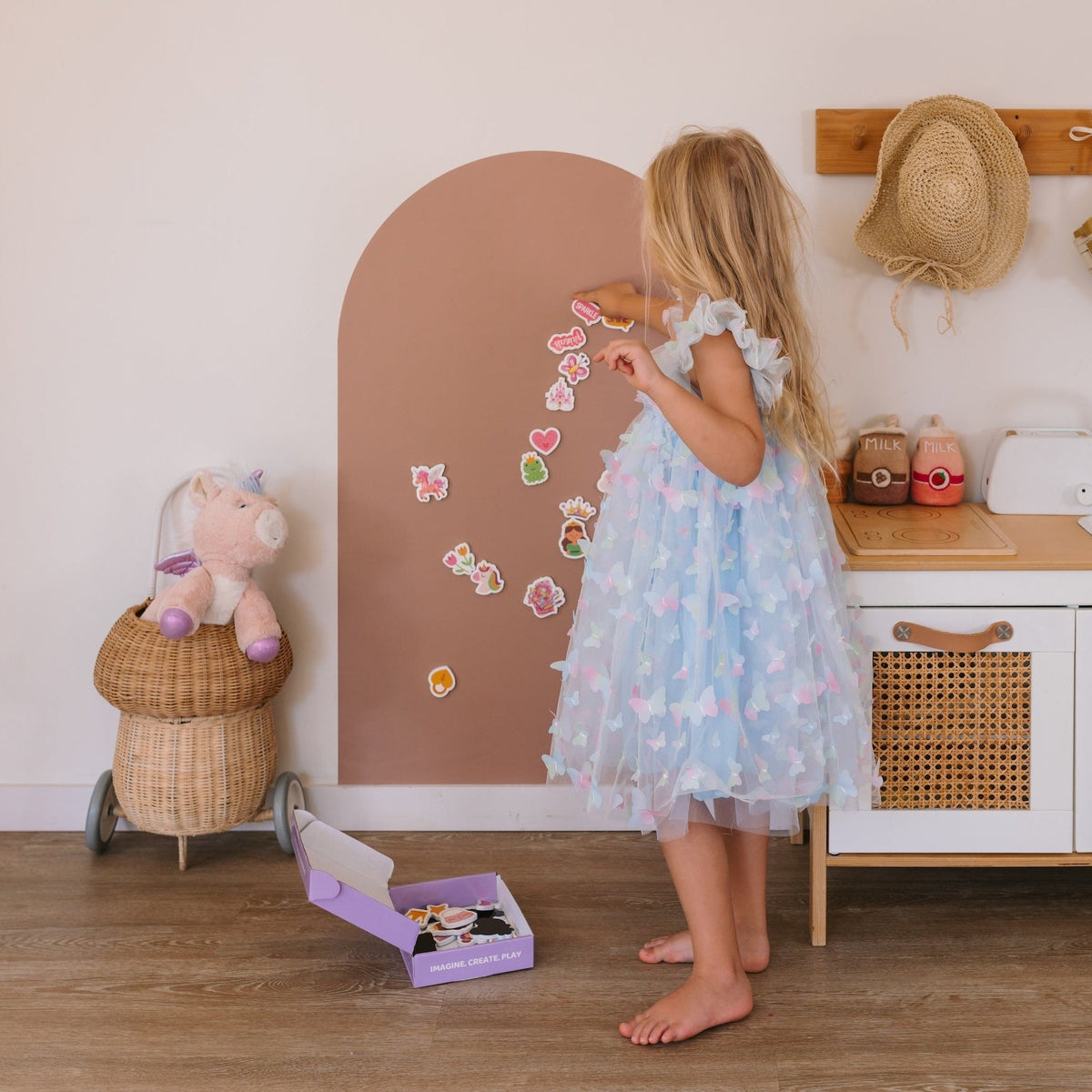 Smartypals princess magnets on a play wall
