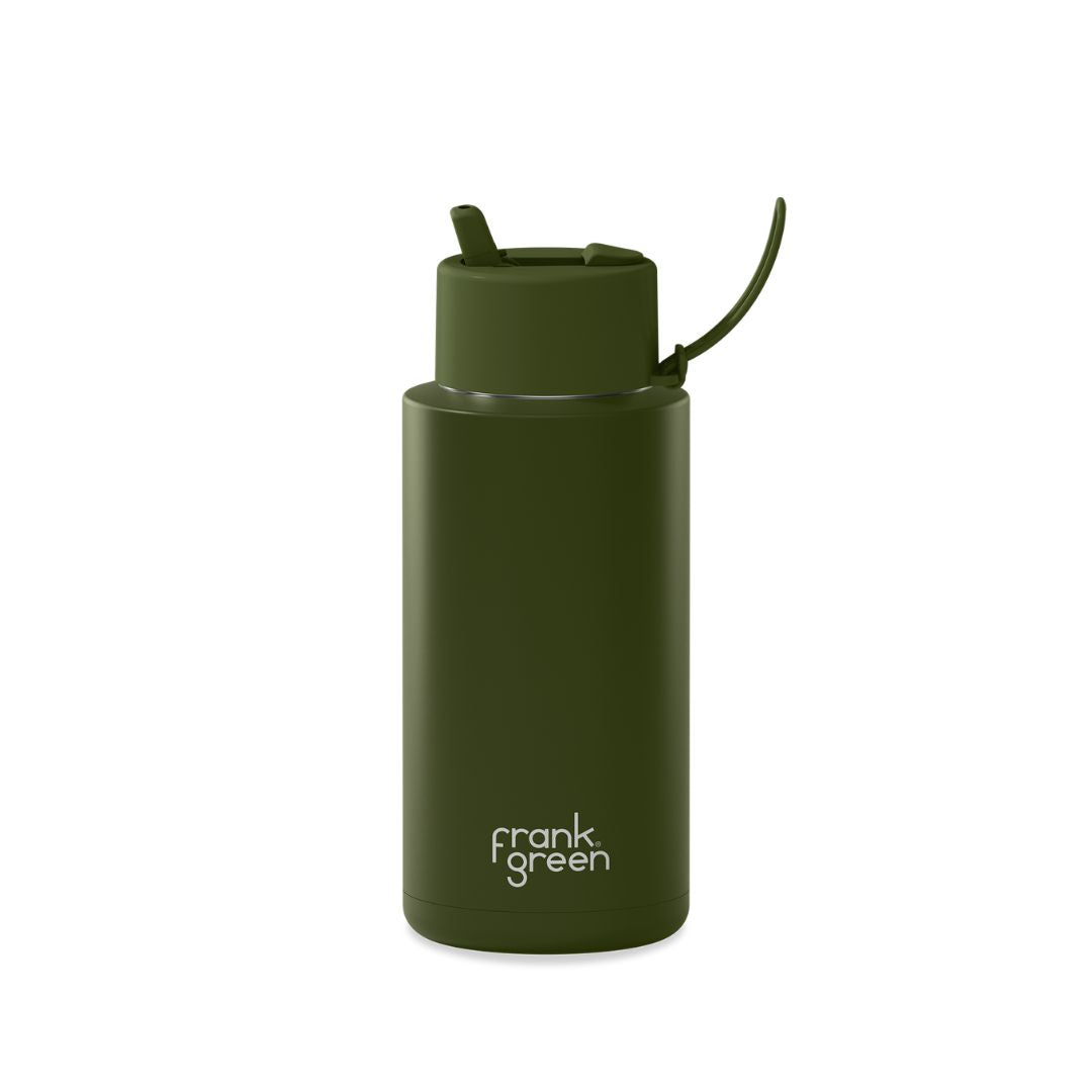Frank Green Ceramic 1 Litre/34oz Reusable Bottle | Flip Straw Lid