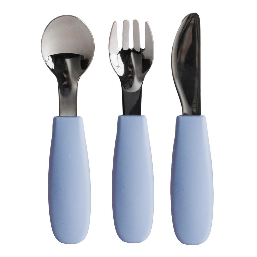 nestling toddler cutlery 3 pack in dusty blue
