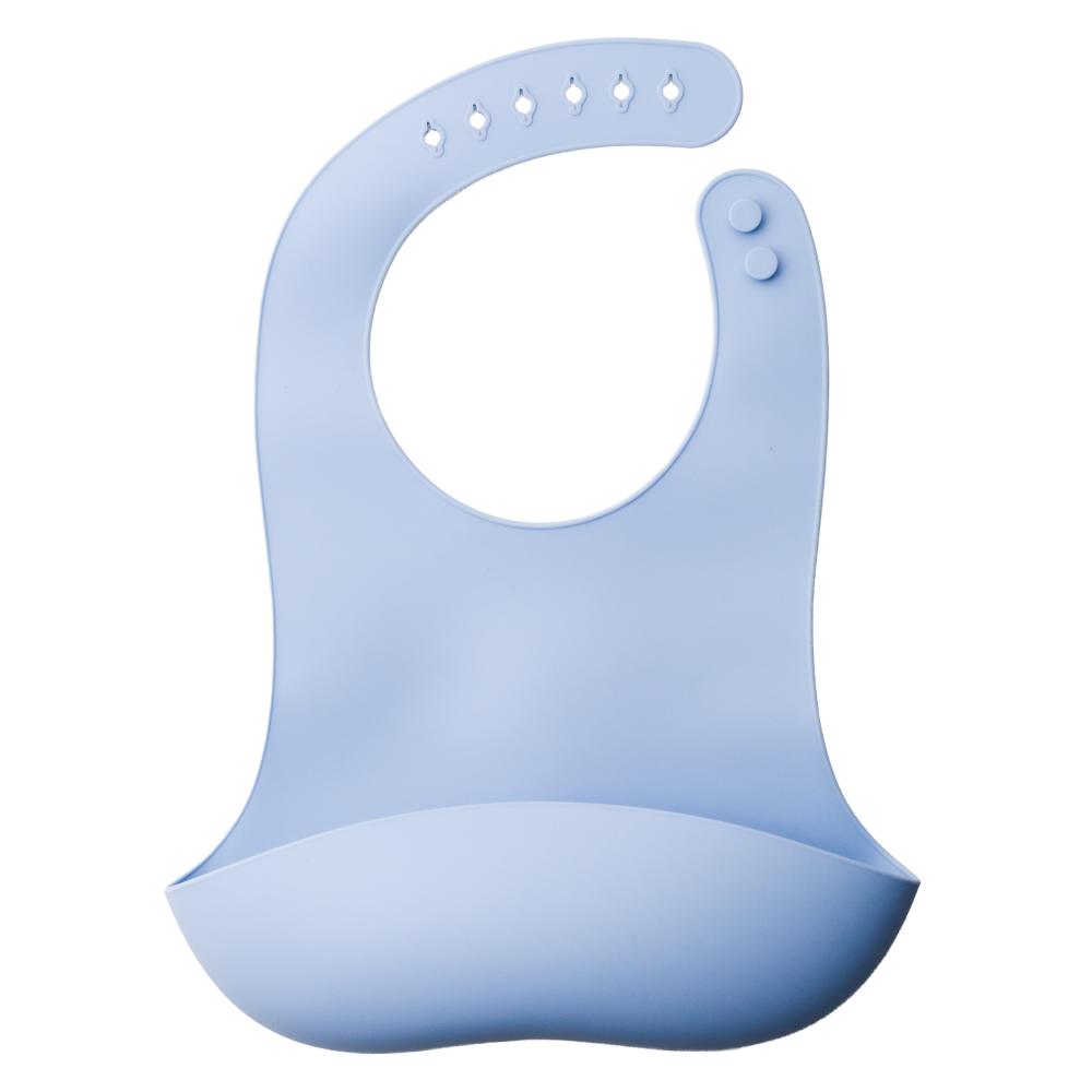 nestling silicone bib in dusty blue