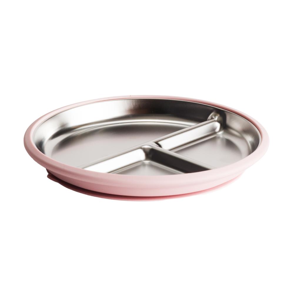 nestling stainless steel divided suction plate in dusty pink
