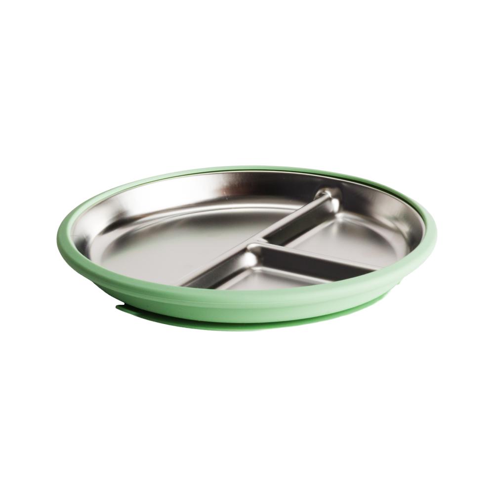 nestling stainless steel divided suction plate in sage