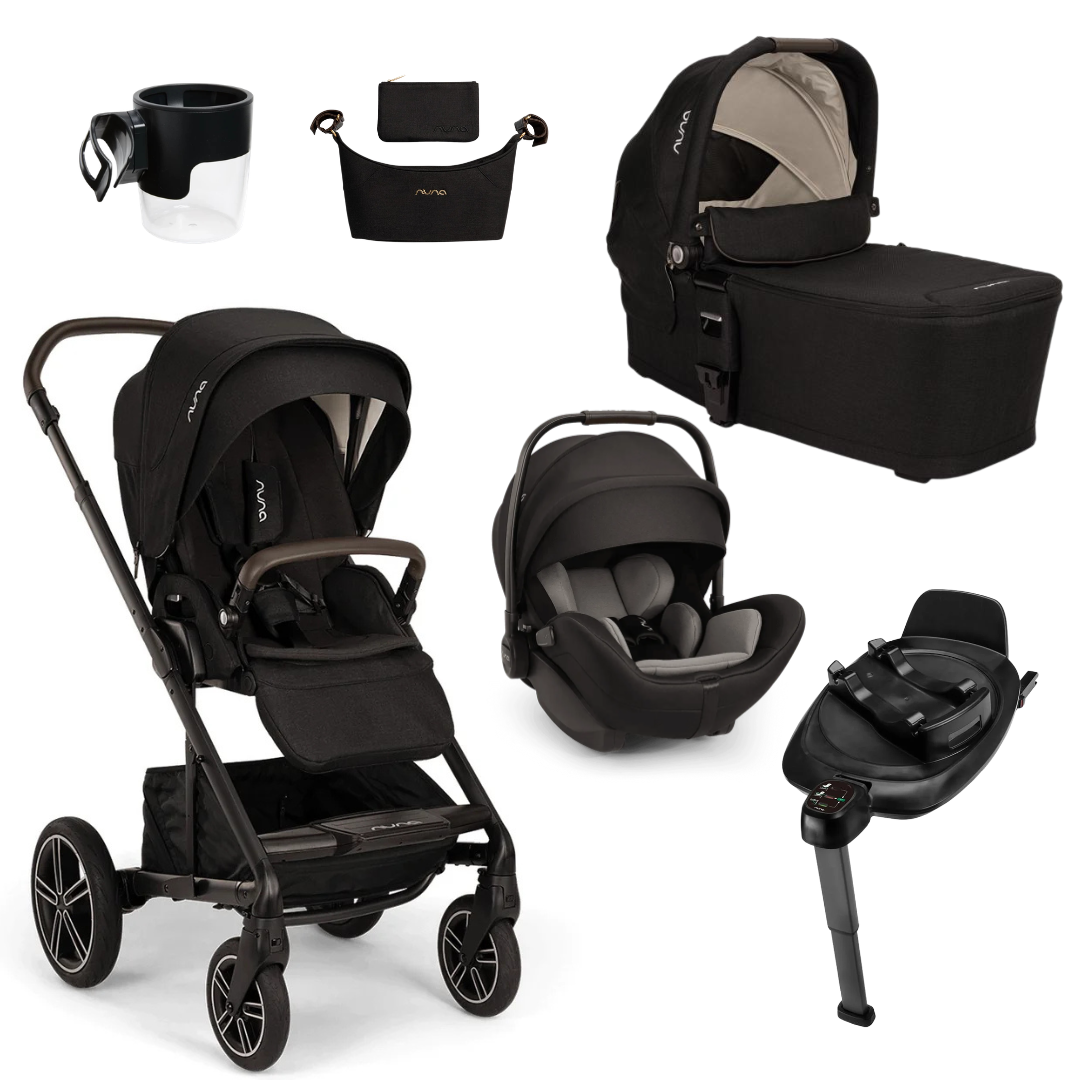 black nuna stroller Nuna MIXX Next Newborn Essentials Plus Stroller + Arra Flex Bundle