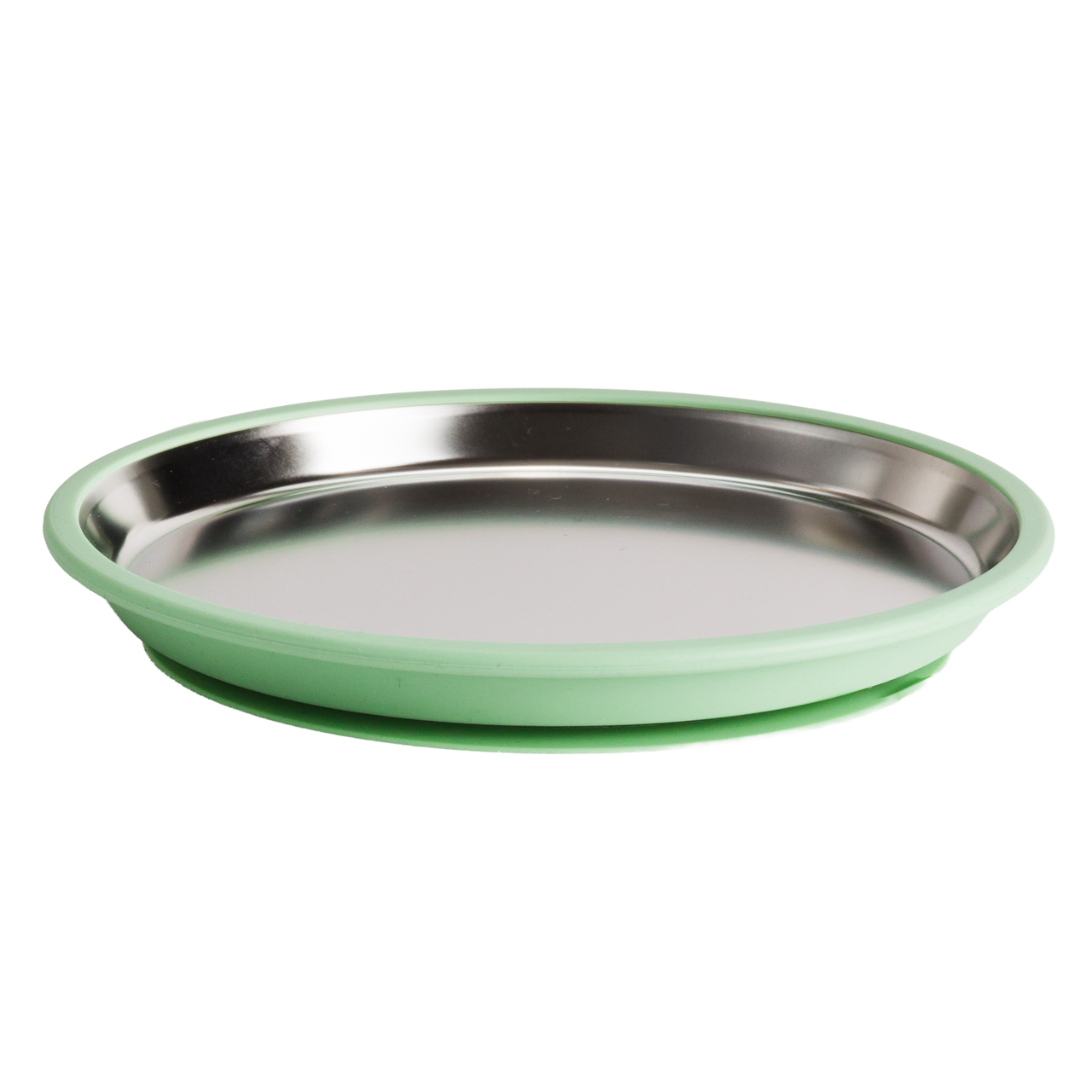nestling 23cm flat stainless steel plate in sage