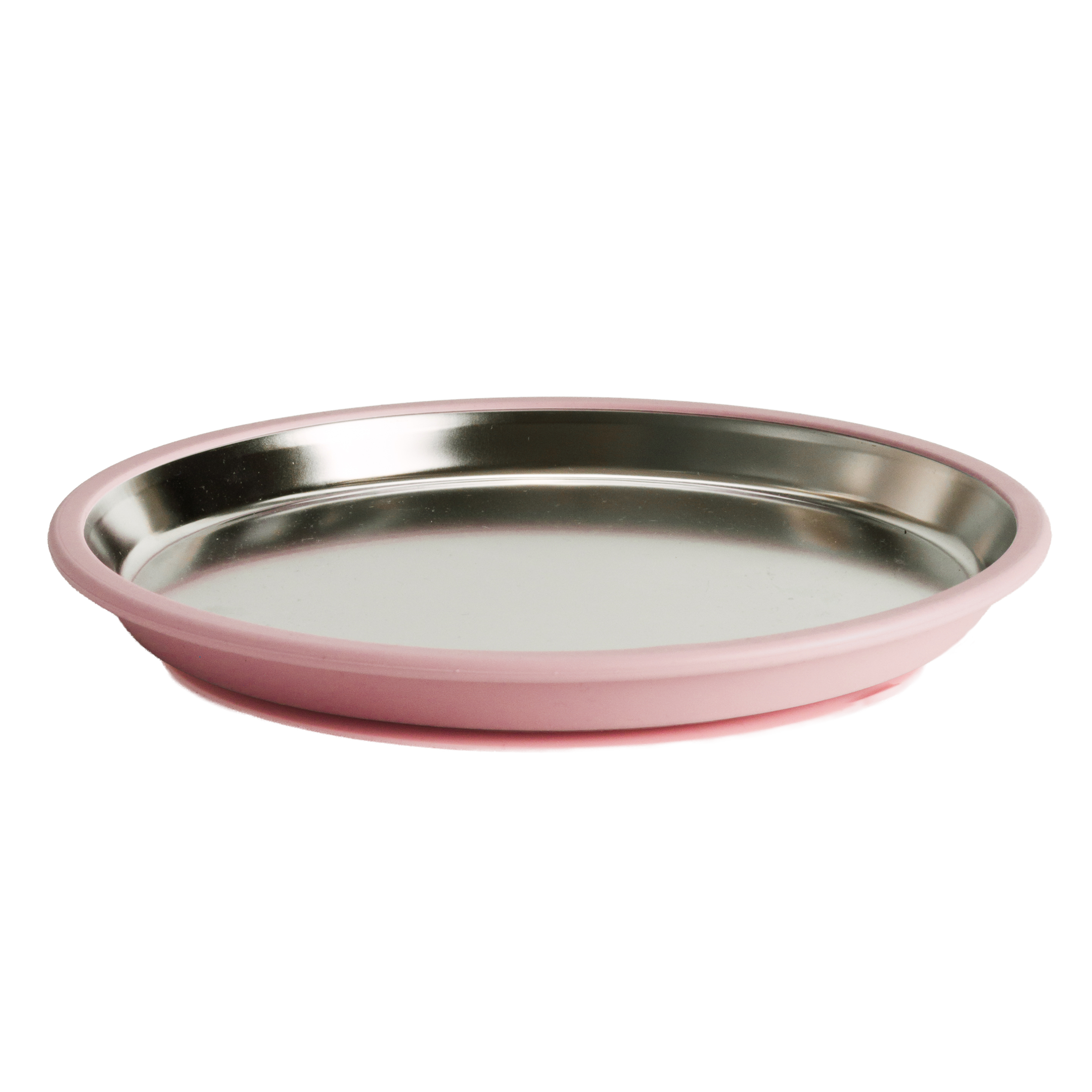 nestling 23cm flat stainless steel plate in dusty pink