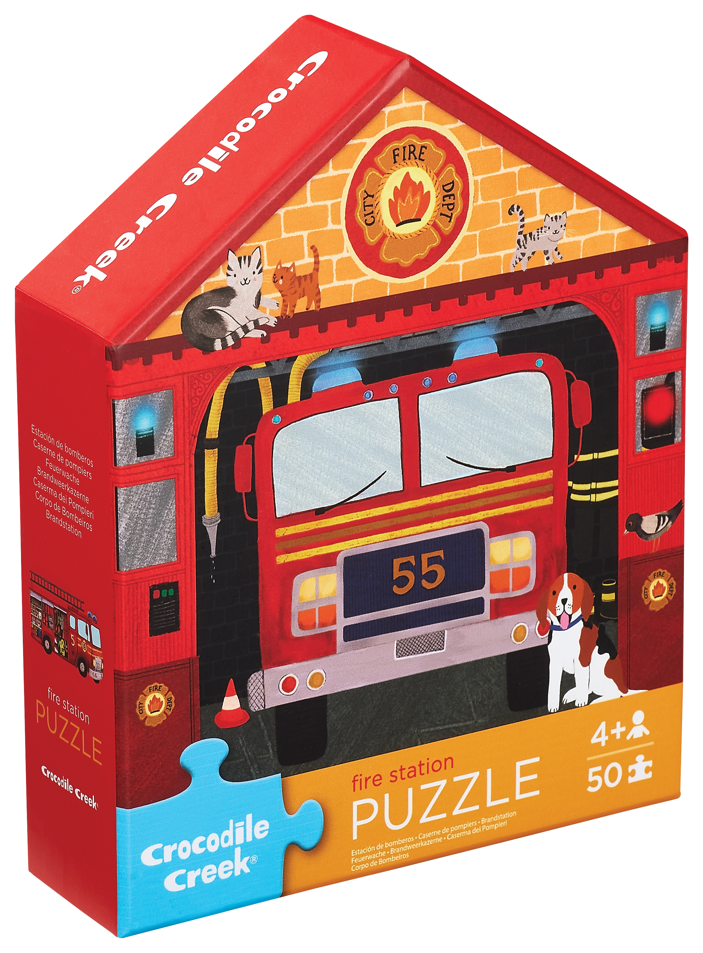 CROCODILE CREEK FIRE HOUSE 50PC FLAT HOUSE PUZZLE PACKAGING