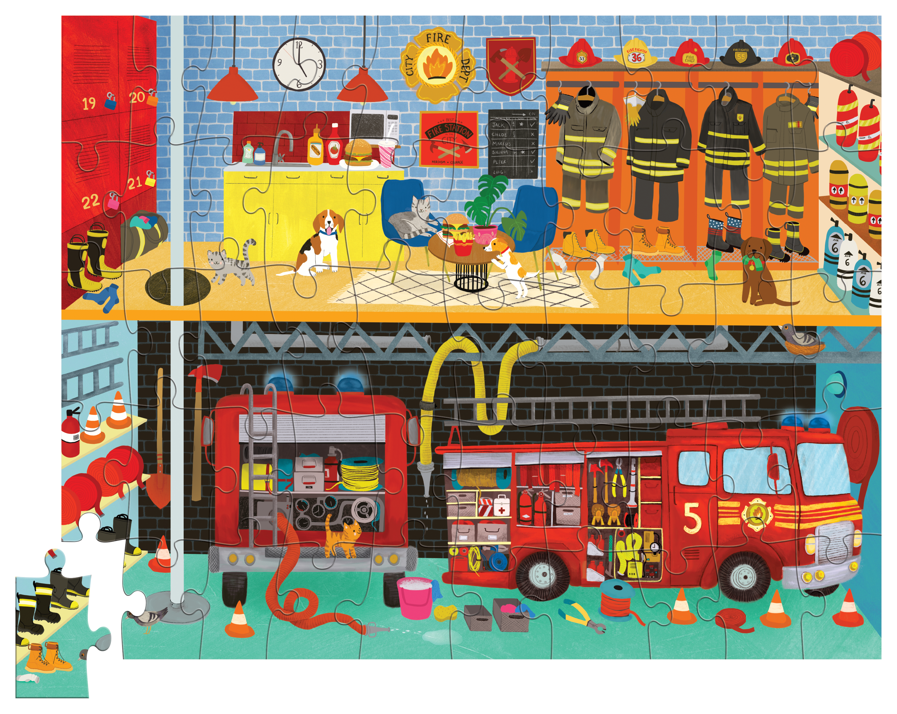 CROCODILE CREEK FIRE HOUSE 50PC FLAT HOUSE PUZZLE