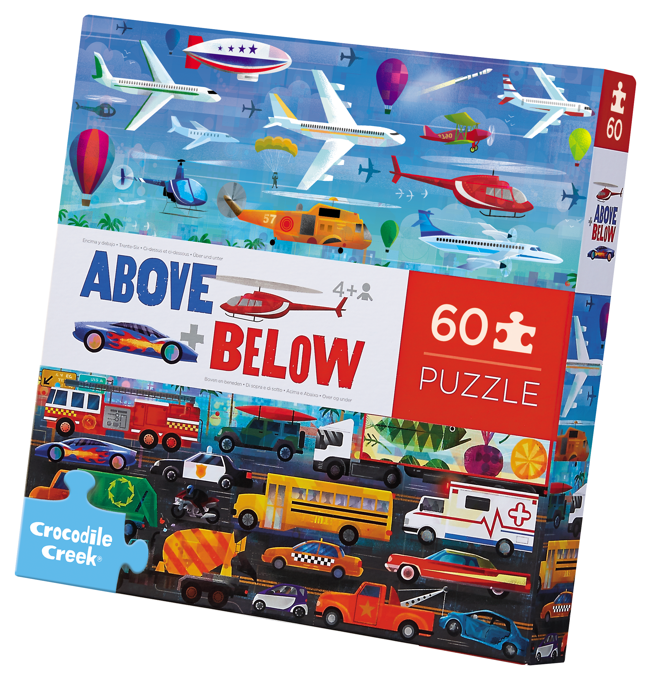 CROCODILE CREEK THINGS THAT GO 60PC ABOVE AND BELOW PUZZLE PACKAGING