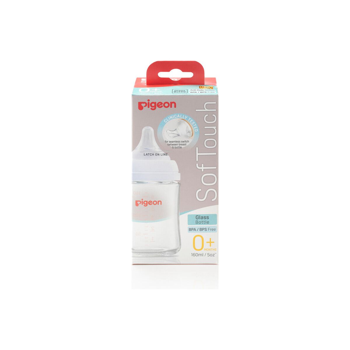Pigeon 160ml Softouch wide neck glass bottle