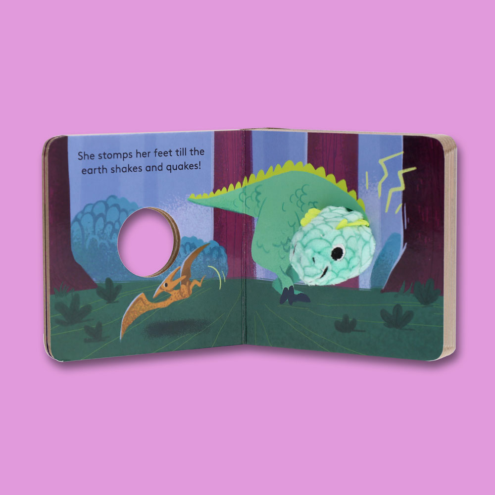 Baby T-Rex finger puppet book inside pages