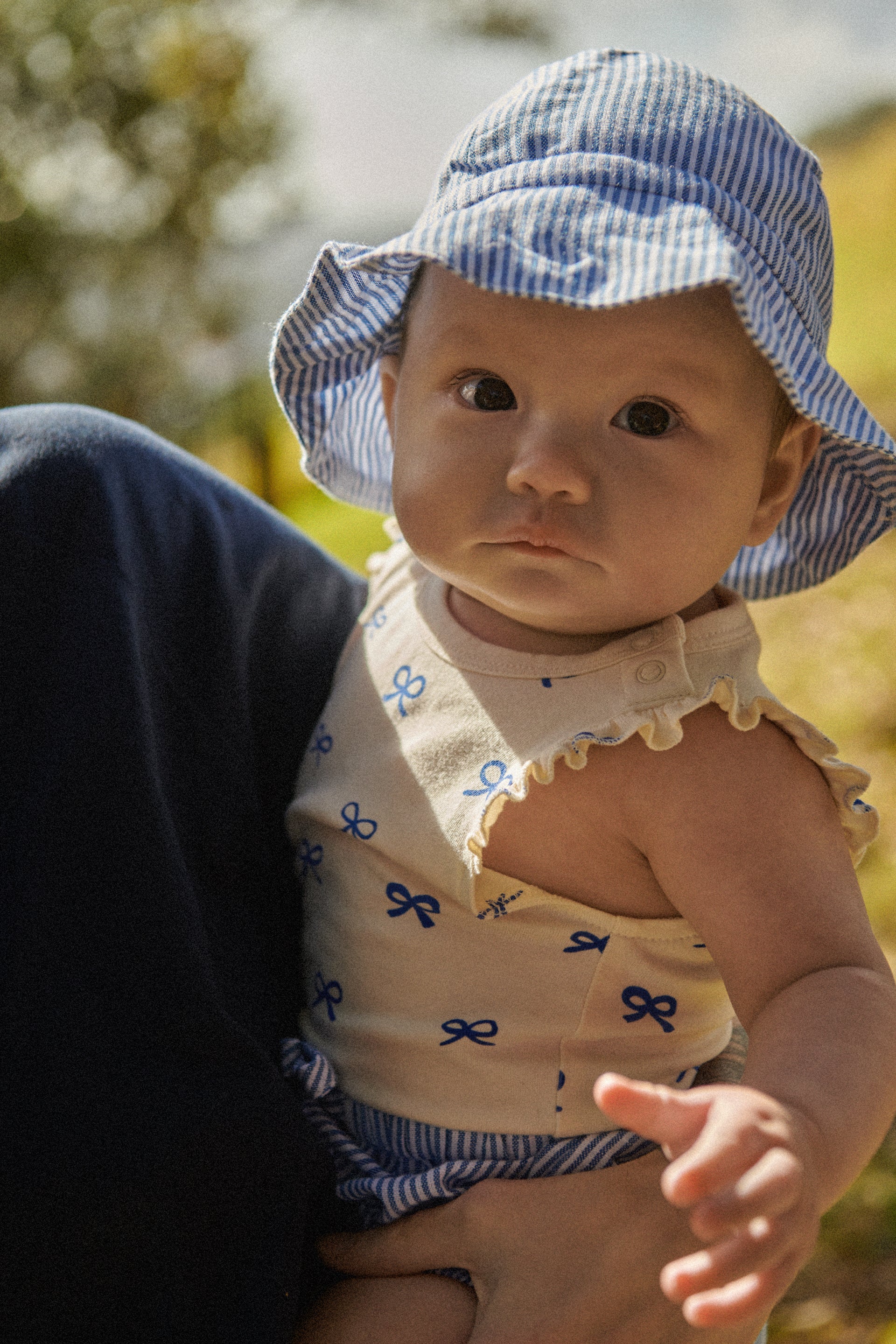 NATURE baby blue stripe linen sunhat