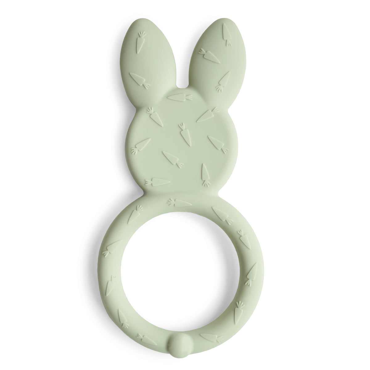 Mushie Bunny Teether in Sage, textured back