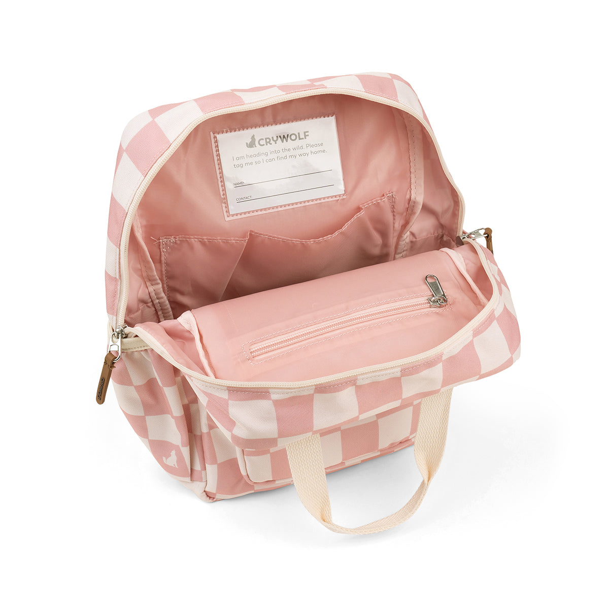 mini backpack pink check