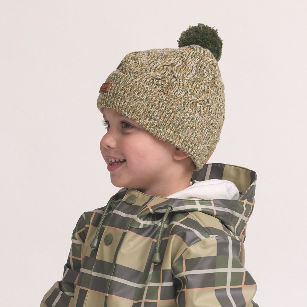 crywolf pom pom beanie olive speckle