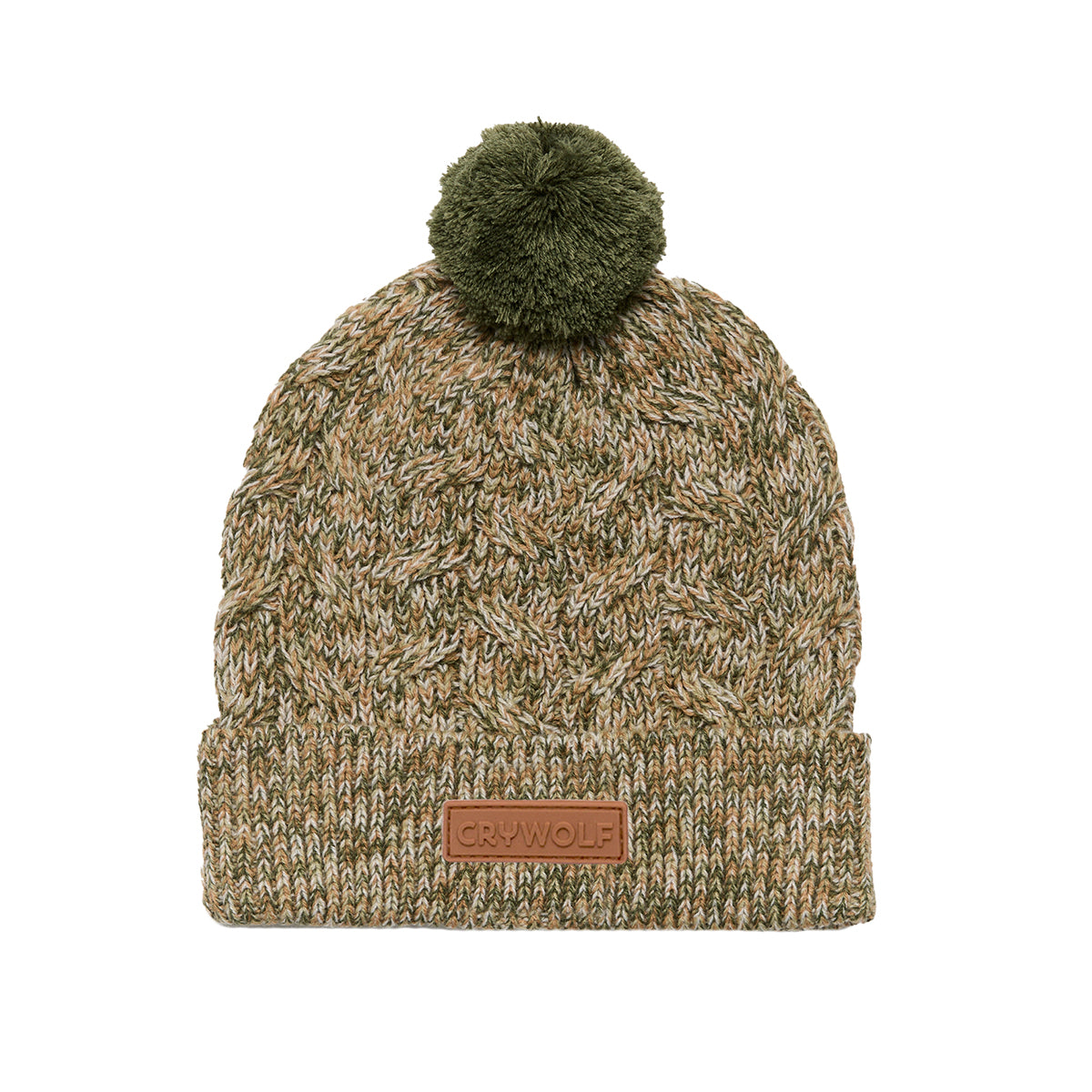 crywolf pom pom beanie olive speckle