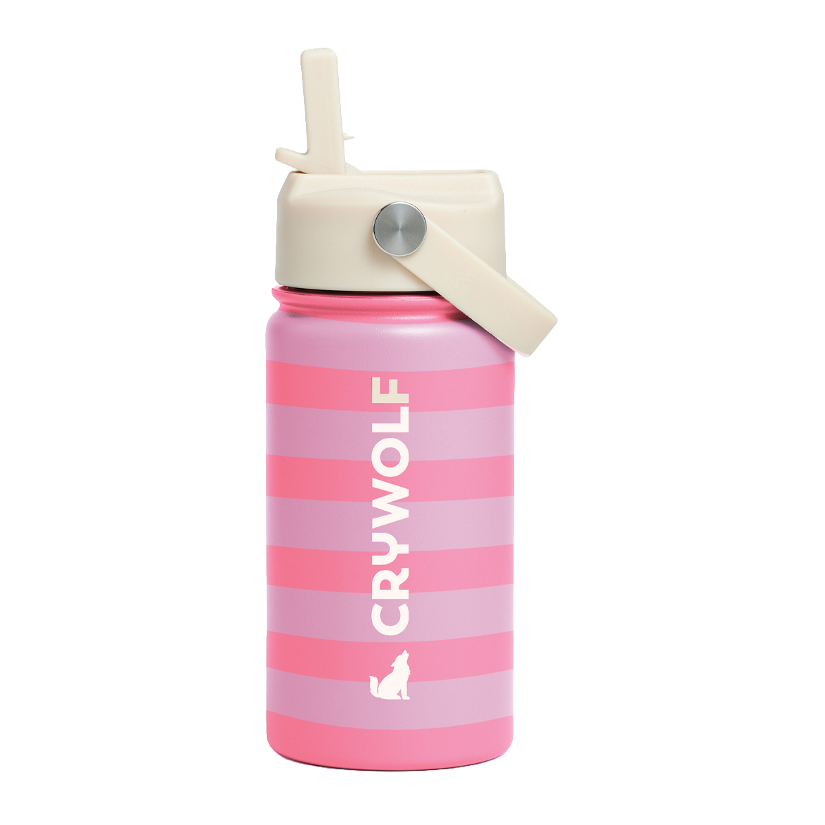 Crywolf 400ml stainless steel drink bottle in Flamingo Stripe