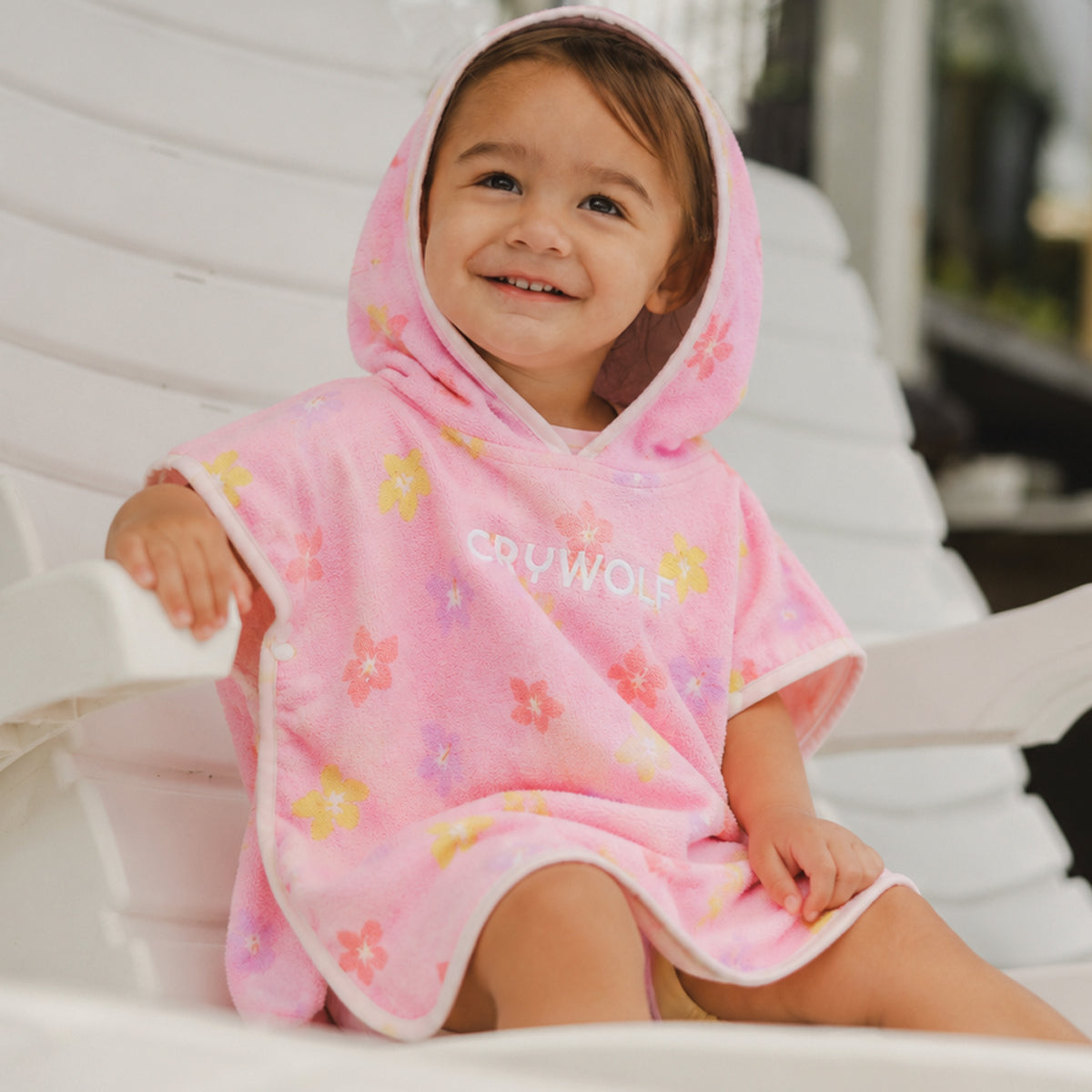 Crywolf Baby Hooded Towel in Hibiscus Bloom - lifestyle