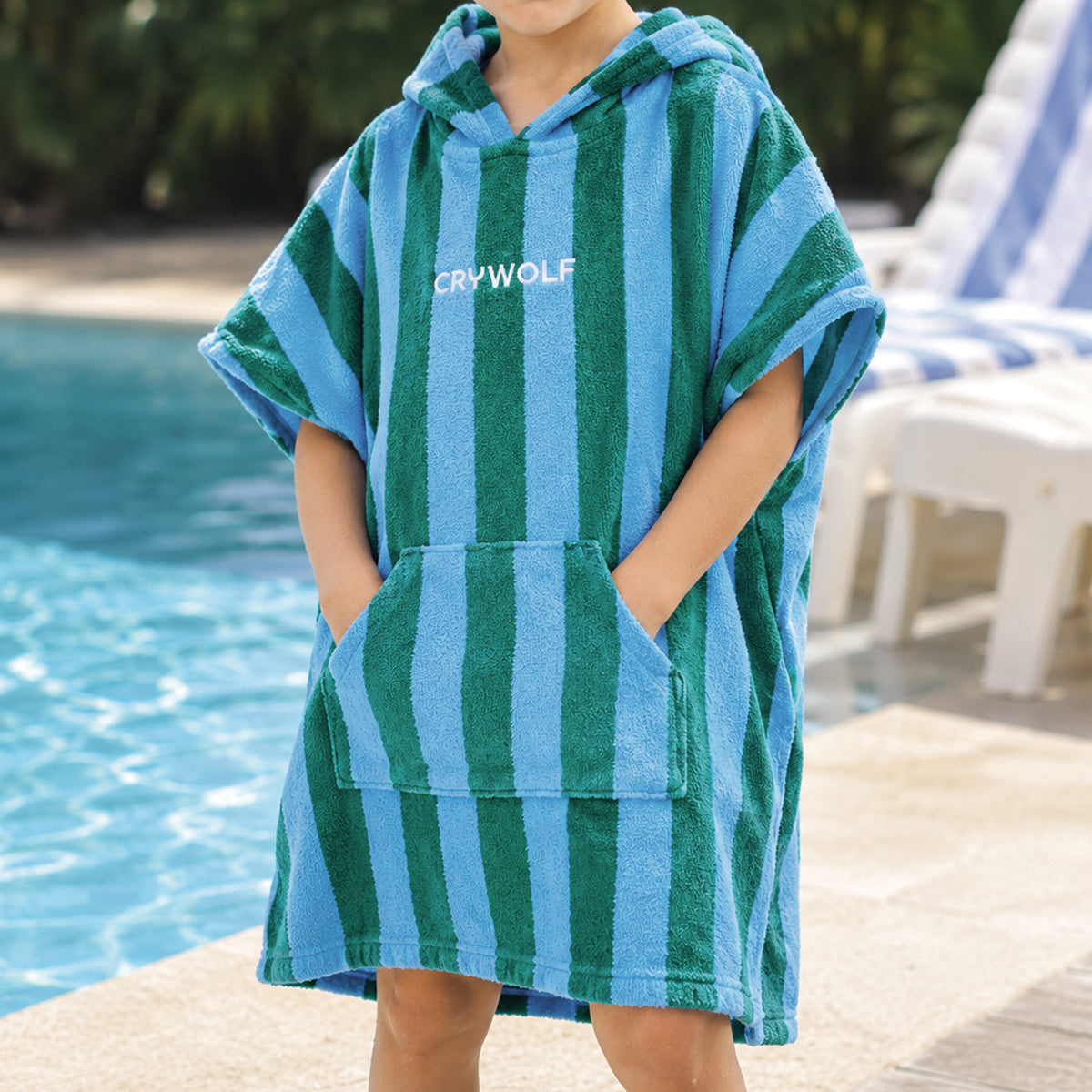 Crywolf Hooded Towel in Deck Stripe - lifestyle 2