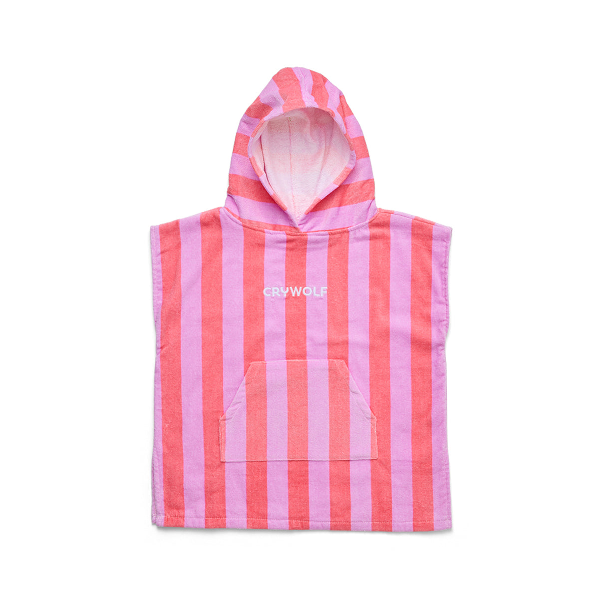 Crywolf Hooded Towel in Flamingo Stripe - front view