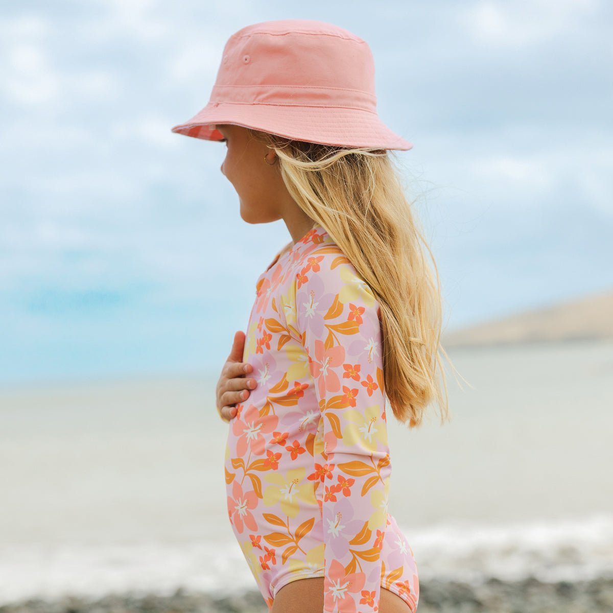 Crywolf Long Sleeve Swimsuit in Hibiscus Daze - lifestyle 3