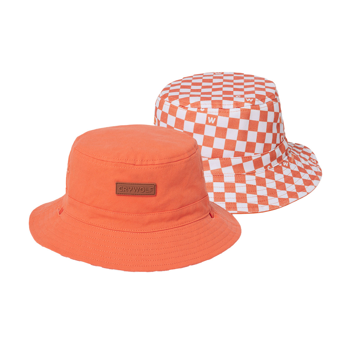 Crywolf Reversible Bucket Hat in Sunset Check - both sides
