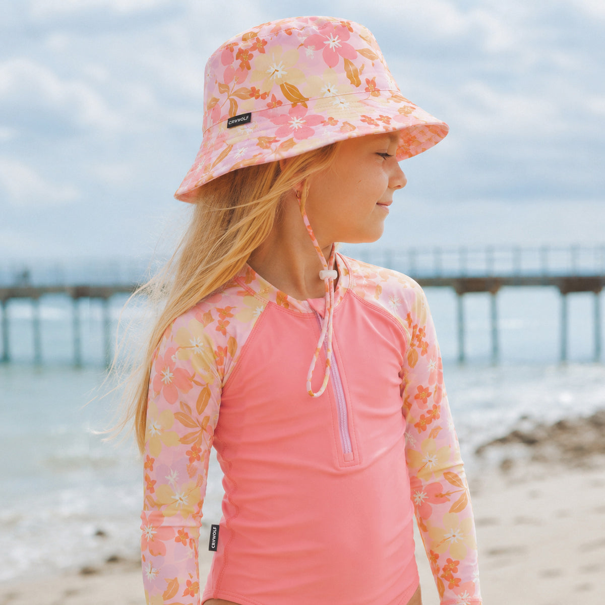 Crywolf Swim Bucket Hat in Hibiscus Daze - lifestyle