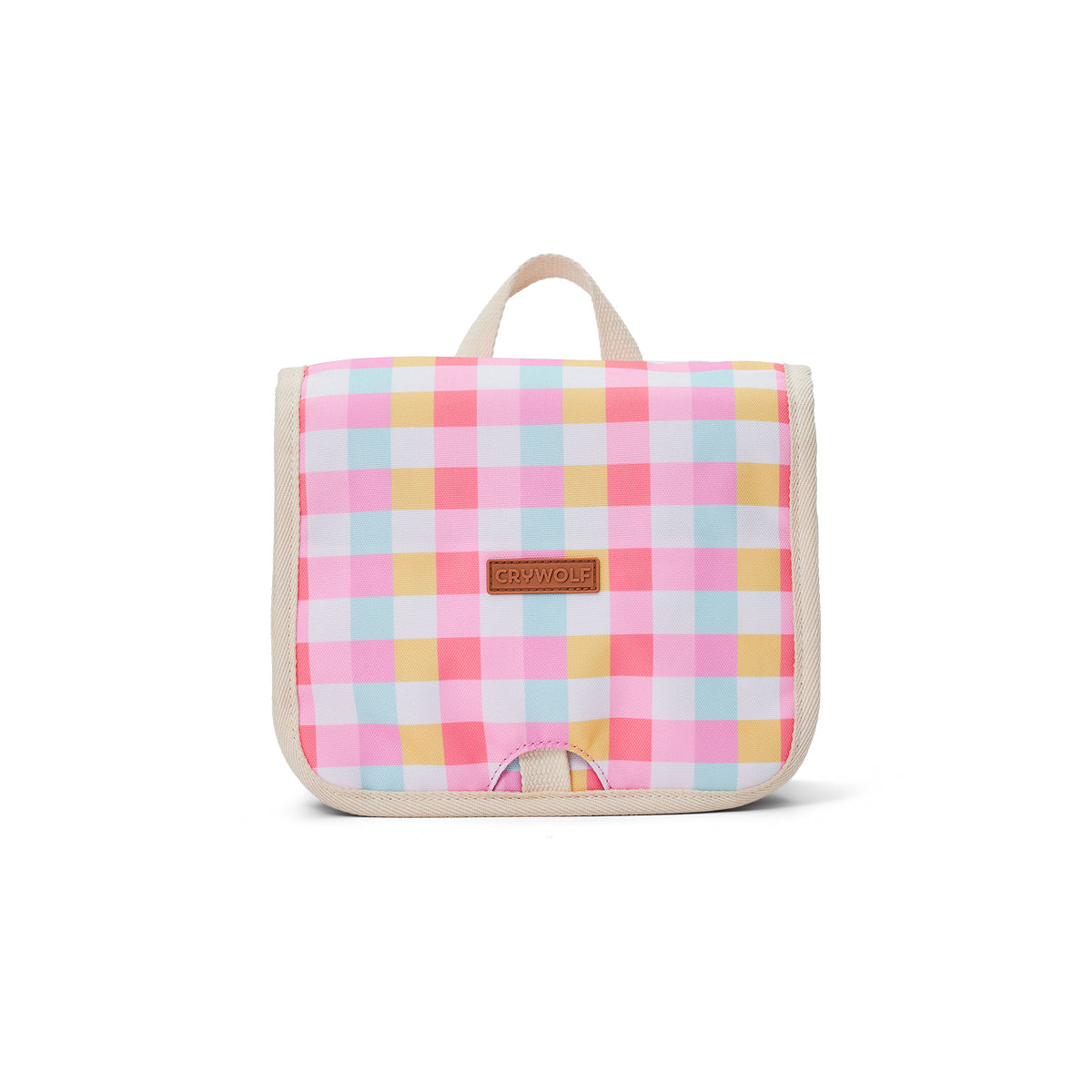 Crywolf Hanging Toiletry Bag in Pop Gingham - front view