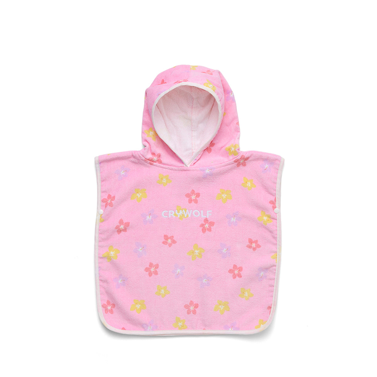 Crywolf Baby Hooded Towel in Hibiscus Bloom - front view