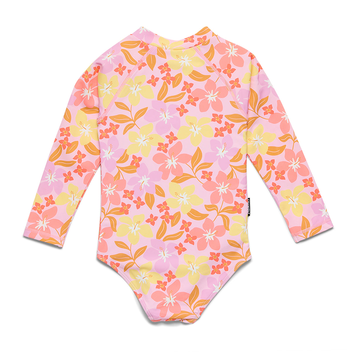 Crywolf Long Sleeve Swimsuit in Hibiscus Daze - back view