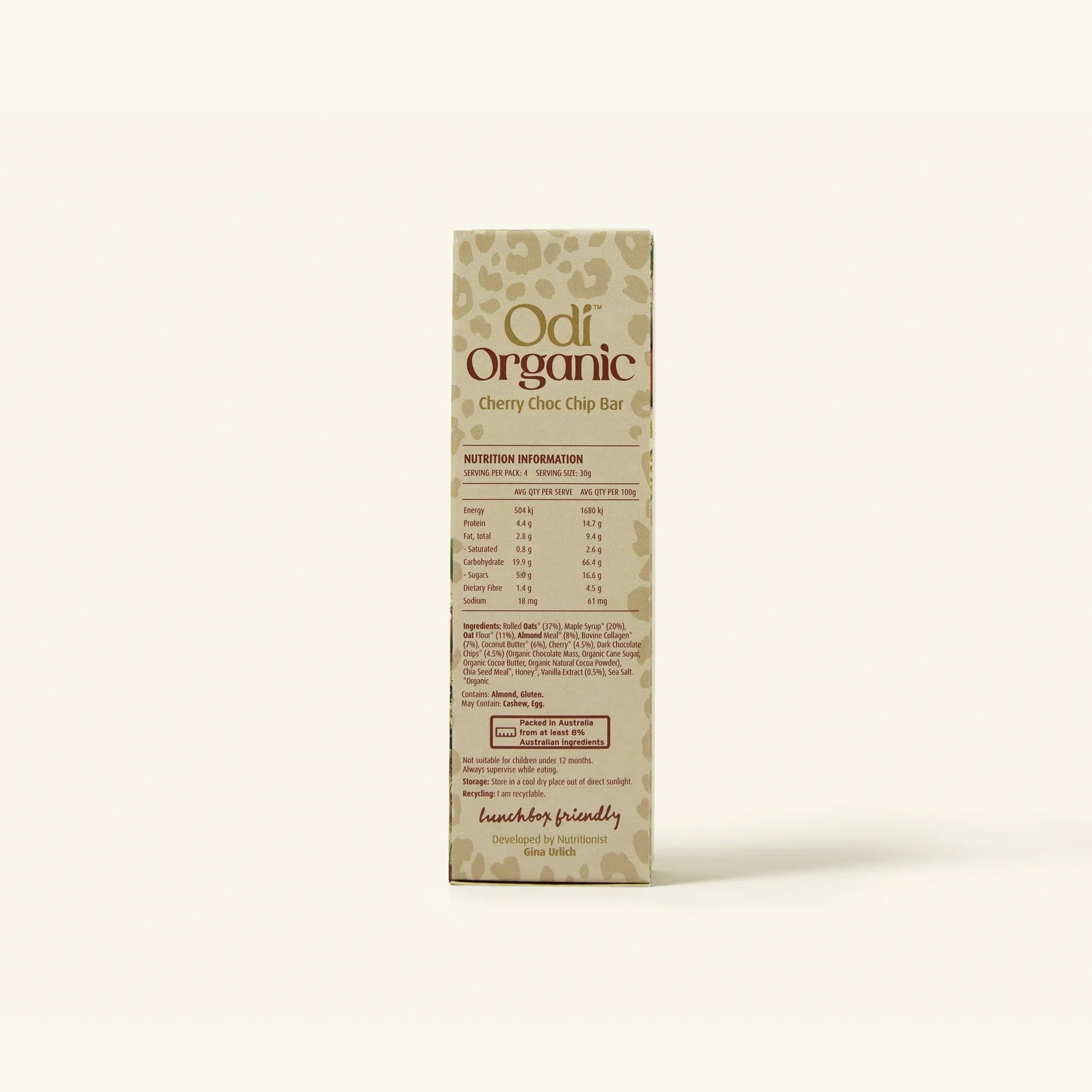 odi nutrition organic cherry choc chip bars