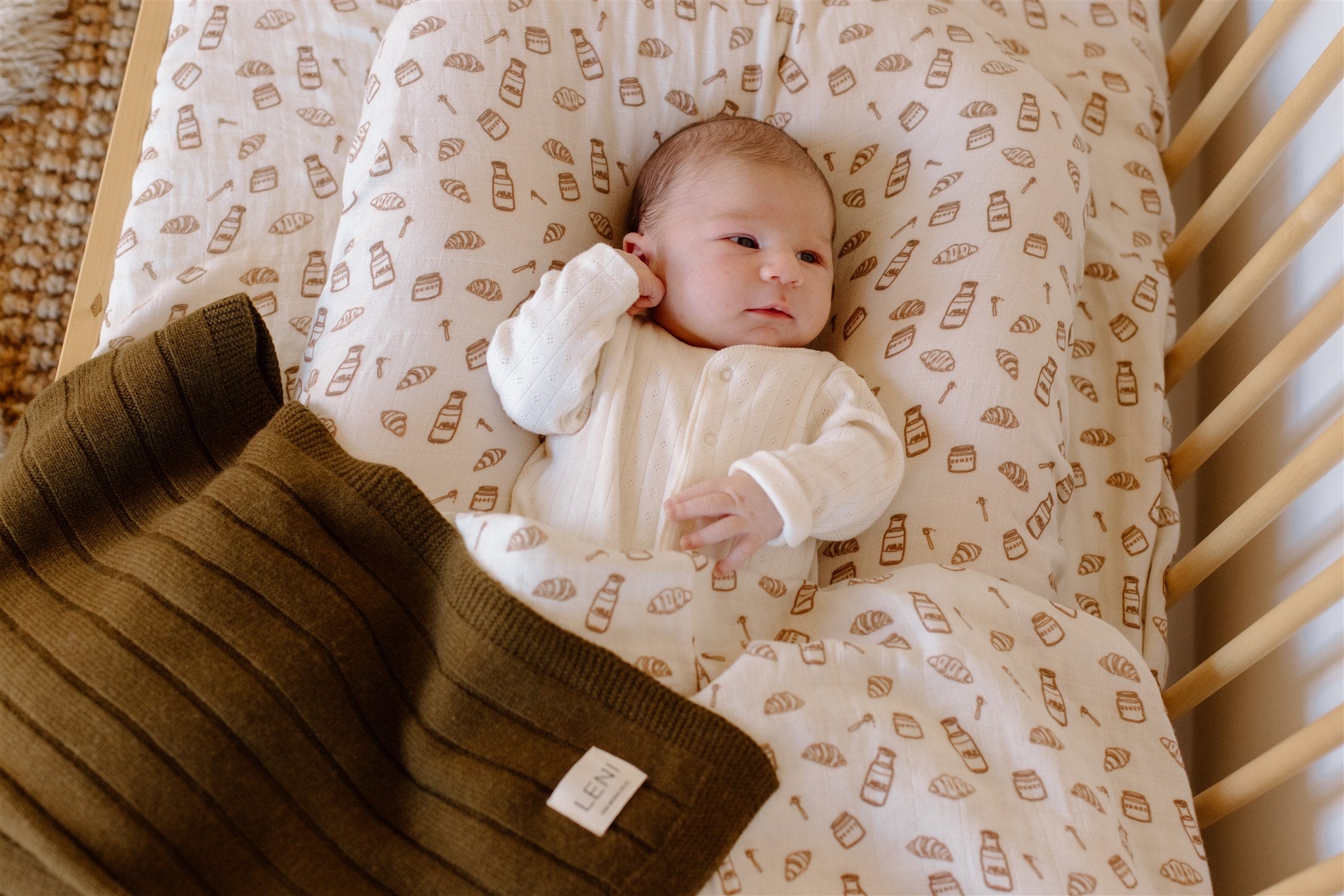leni the label rib merino olive blanket