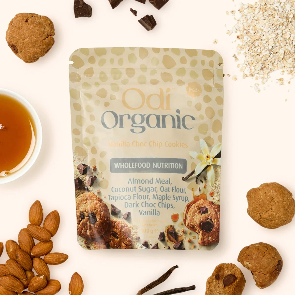 odi nutrition organic vanilla choc chip cookies