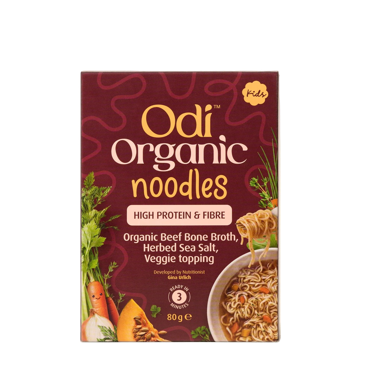 Odi Organic Beef Noodles 80g pack