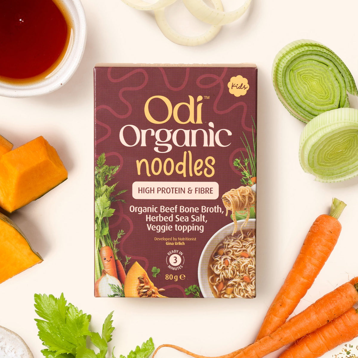 Odi Organic Beef Noodles nutrition panel