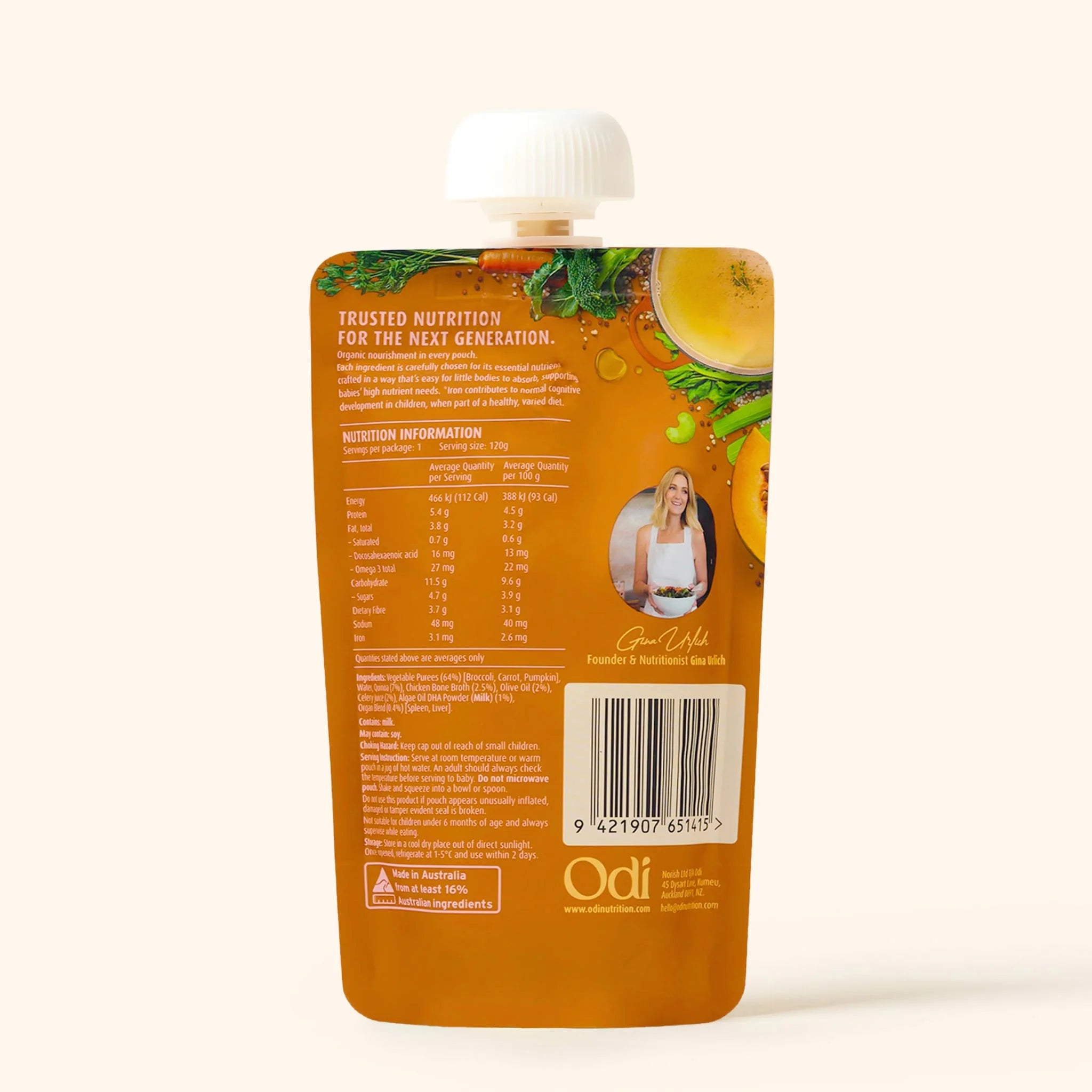 odi nutrition chicken and vegetable baby puree pouch
