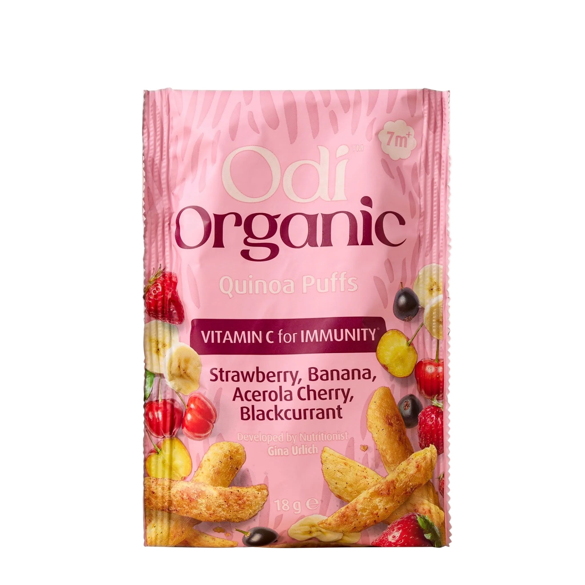 Odi Organic Berry and Banana Quinoa Puffs 18g pack