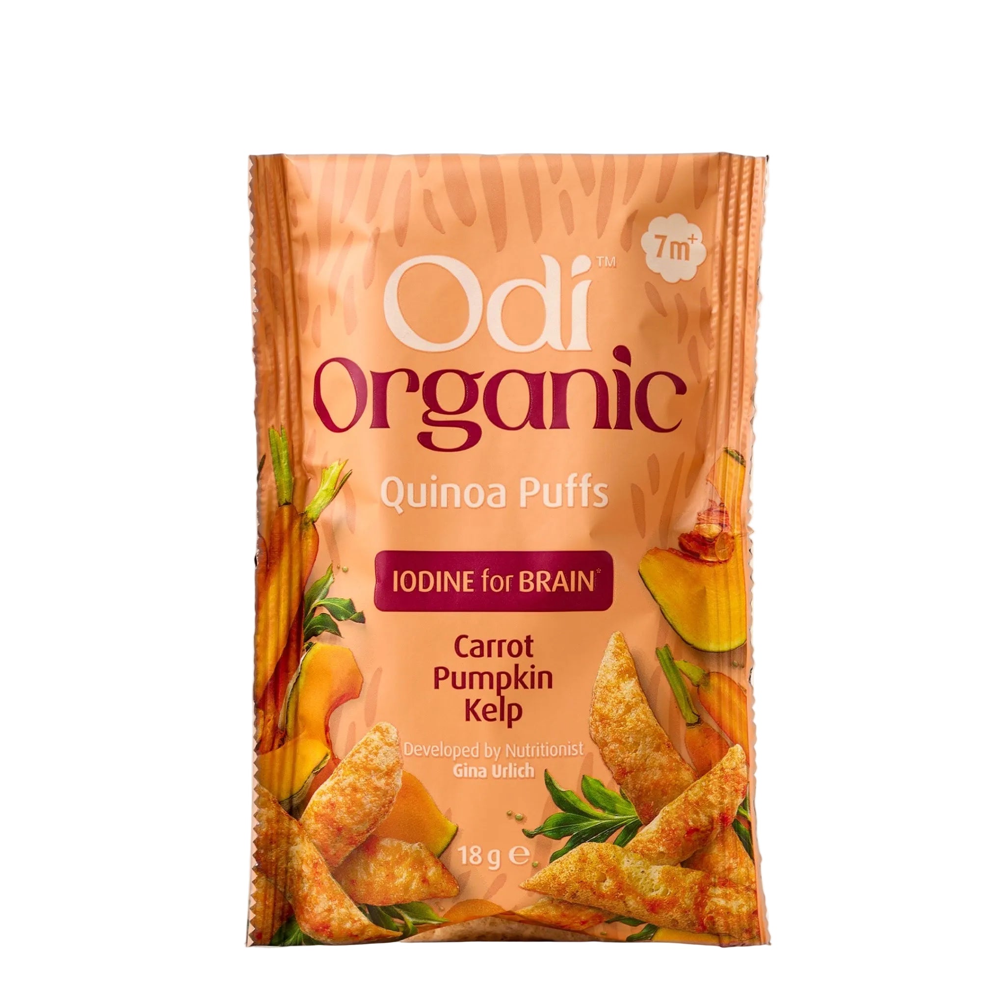 Odi Organic Carrot, Pumpkin and Kelp Quinoa Puffs 18g pack