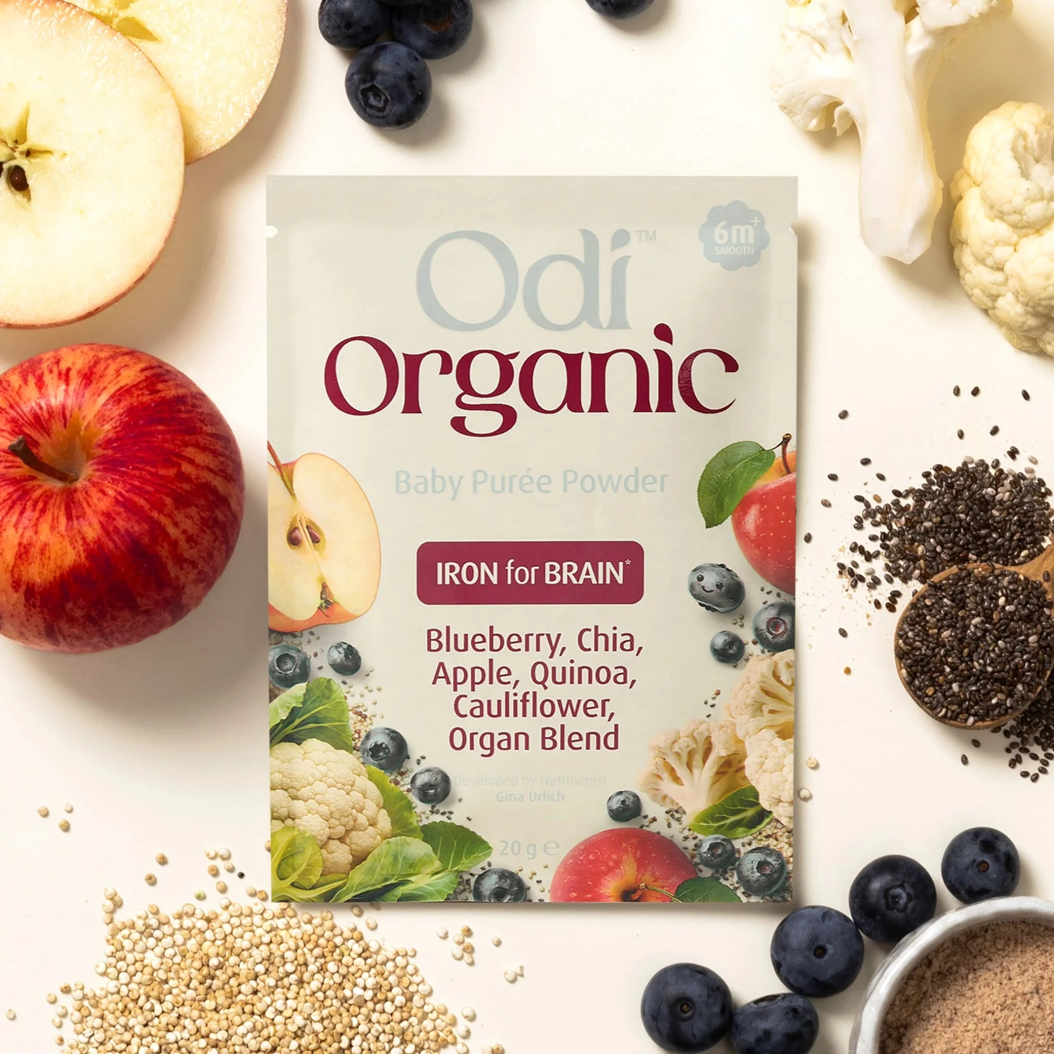 odi nutrition organic blueberry baby puree powder sachet