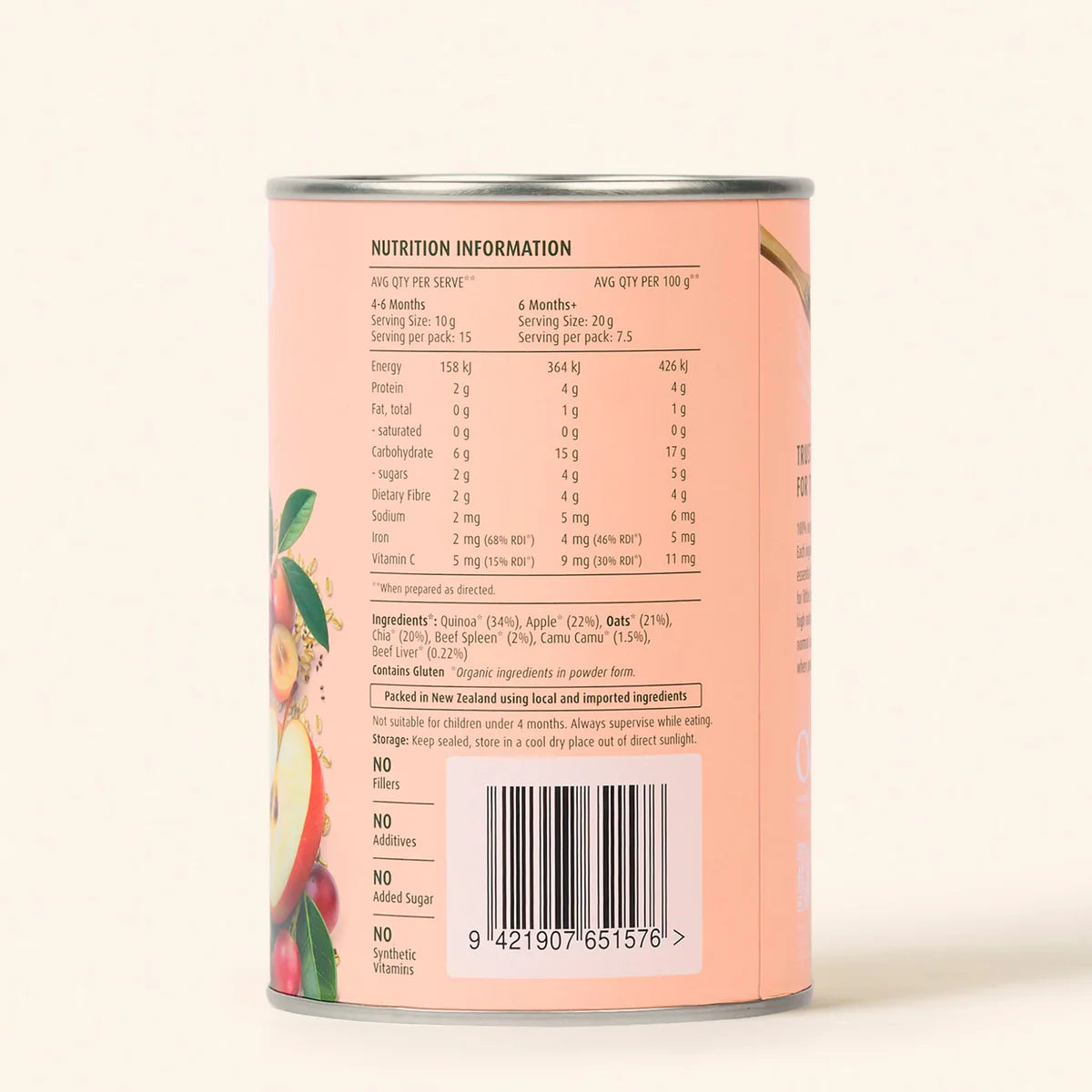 odi nutrition organic baby cereal tin