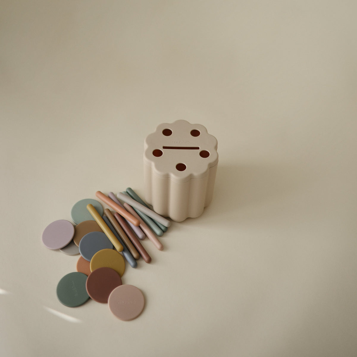 Mushie Coin & Tube Sorting Set with coins and tubes