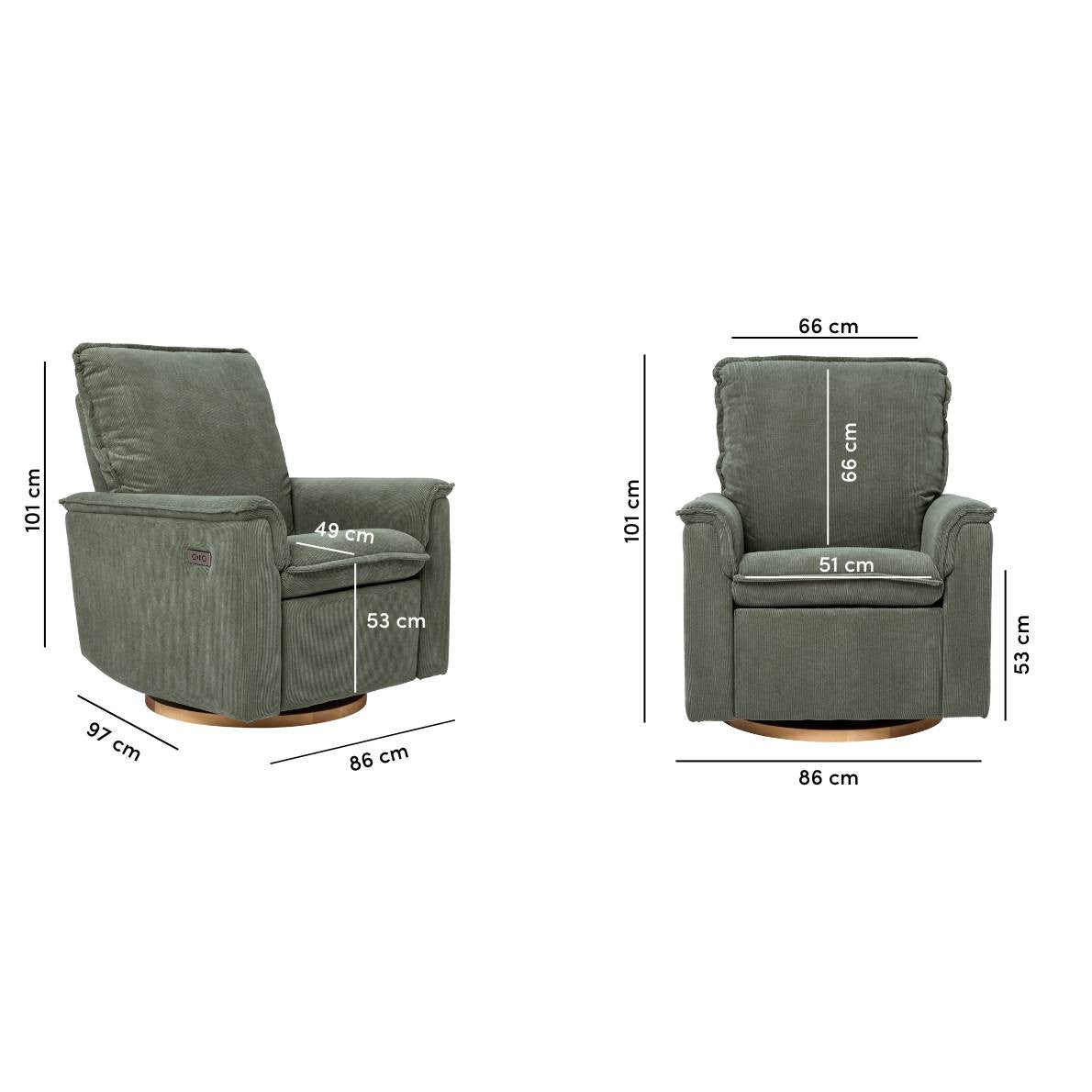 Il Tutto Louie Electric Recliner Chair - Olive Corduroy