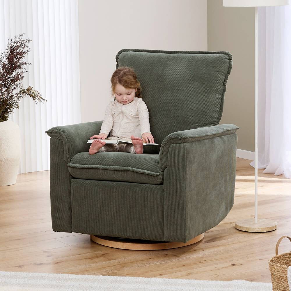 Il Tutto Louie Electric Recliner Chair - Olive Corduroy