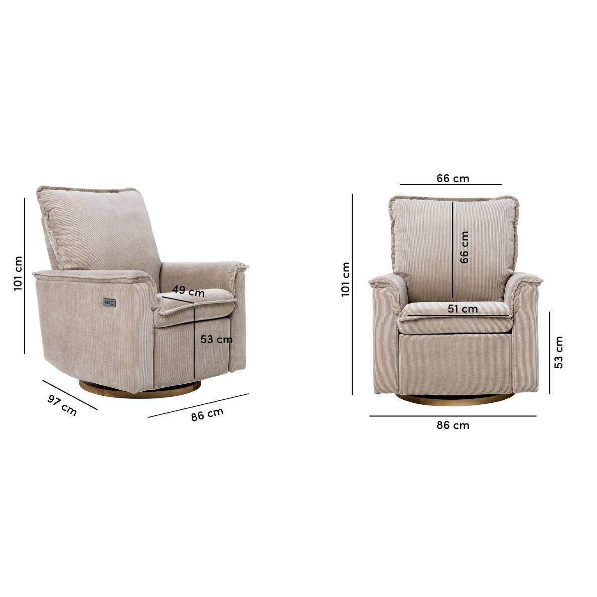 Il Tutto Louie Electric Recliner Chair - Taupe Corduroy