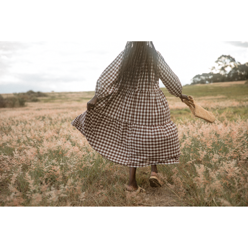 Lullaby Club Avalon Maxi Brown Gingham