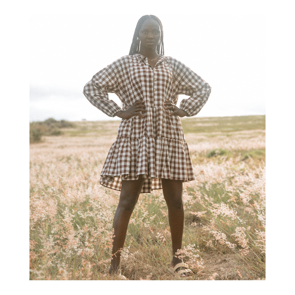 The Lullaby Club Avalon Dress Brown Gingham