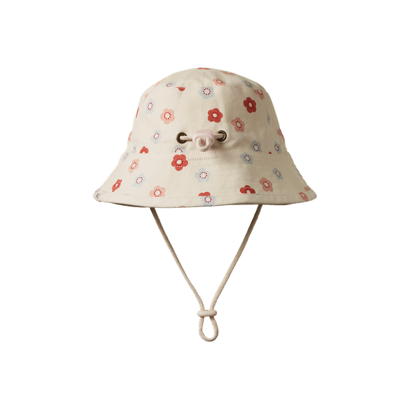 Nature Baby Bucket Sunhat in Petite Flora Stamp Print organic cotton