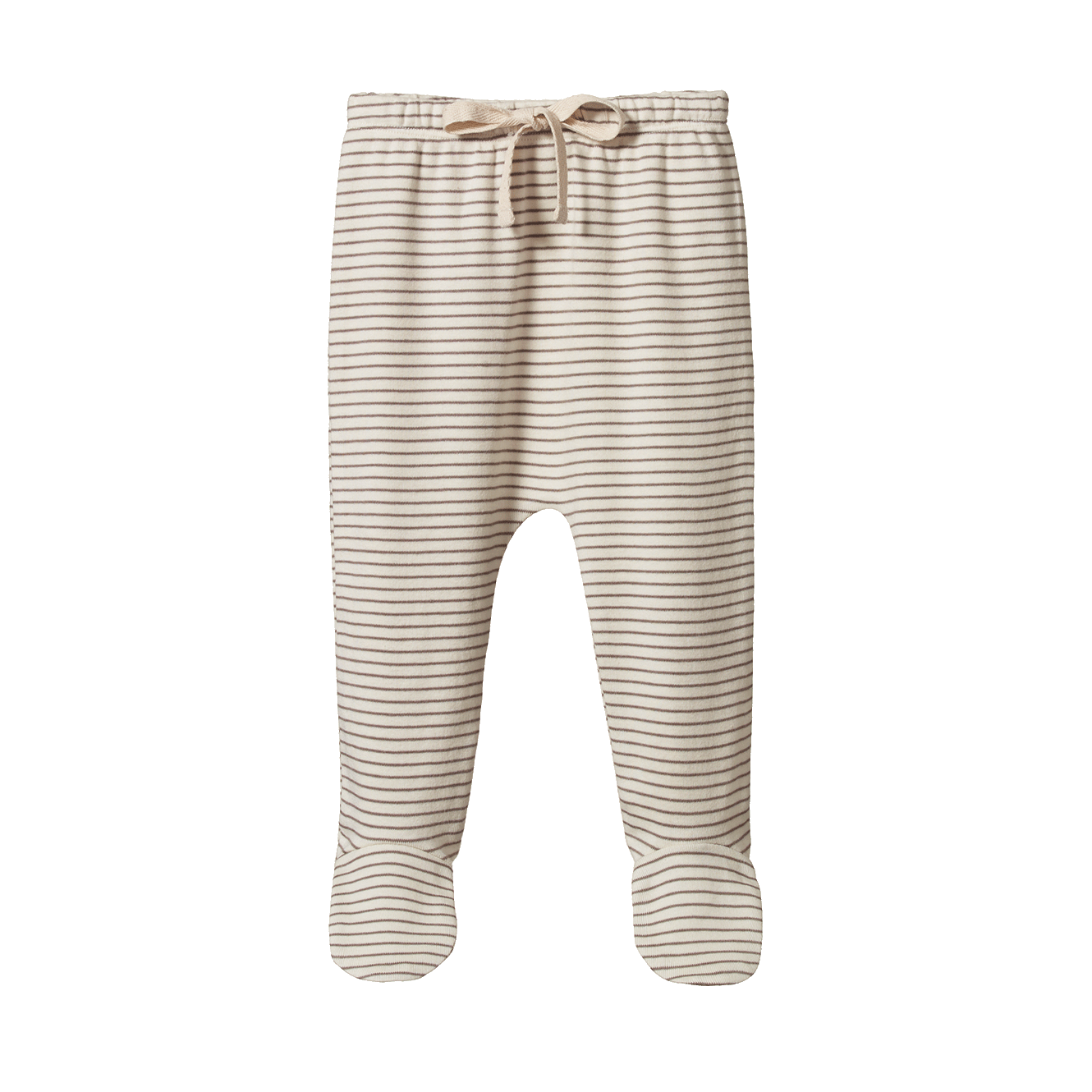 Footed Rompers | Mushroom Pinstripe