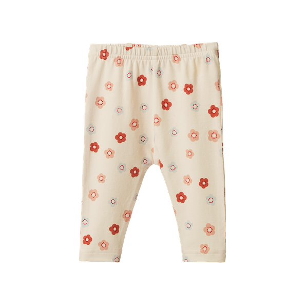Nature Baby leggings in Petite Flora Stamp Print organic stretch jersey