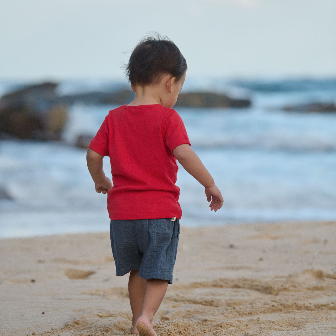 Nature Baby River Tee in Red organic cotton