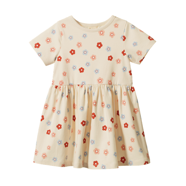 Nature Baby Saturday Dress in Petite Flora Stamp Print